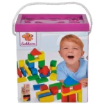 Jucarie Eichhorn Cuburi in galetusa Coloured Wooden Blocks 50 piese - imagine 4