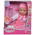 Papusa interactiva Simba Laura Baby Talk 38 cm cu biberon si suzeta - imagine 4