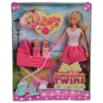 Papusa Simba Steffi Love Sunshine Twins 29 cm roz cu carucior si accesorii - imagine 2
