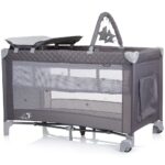 Patut pliabil cu saltea de infasat Chipolino Luna ash grey - imagine 2
