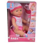 Papusa Simba New Born Baby 30 cm Bebe Darling cu olita si bavetica roz inchis - imagine 2