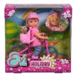 Papusa Simba Evi Love 12 cm Holiday Bike cu bicicleta si catelus - imagine 3