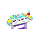 Instrument Muzical Pianina Electronica Malplay cu Scaun si Microfon 45 cm Inaltime Albastru - imagine 3