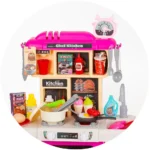 Bucatarie pentru copii Chipolino Kitchen 75cm, cu sistem scurgere apa, lumini, sunete si 63 accesorii, 3 ani+ - imagine 7