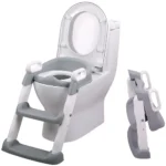 Reductor WC pentru copii cu scară Chipolino Skippy Gri, 18 luni+ - imagine 2