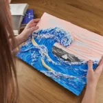 Set creativ pentru copii, pictura 3D cu argila usoara 30*40cm -  Marele Val de lângă Kanagawa, 12 ani+ - imagine 2