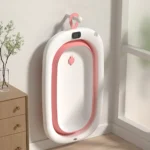 Cadita pliabila pentru bebelusi Beberoyal Albastra cu termometru digital și dop de scurgere 76cm – confort și siguranță oriunde, 0-36 luni - imagine 5