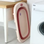 Cadita pliabila pentru bebelusi Beberoyal Roz 81cm cu termometru digital si dop de scurgere – ideala pentru acasa si calatorii - imagine 2