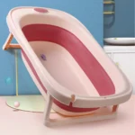 Cadita pliabila pentru bebelusi Beberoyal Roz 81cm cu termometru digital si dop de scurgere – ideala pentru acasa si calatorii - imagine 3