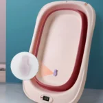 Cadita pliabila pentru bebelusi Beberoyal Roz 81cm cu termometru digital si dop de scurgere – ideala pentru acasa si calatorii - imagine 5