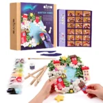 Set pictură pentru copii 3D cu argilă usoara Winter Vibes – Tablou floral pe canvas, activitate creativă 14 ani+ - imagine 3