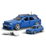 Set de construcții pentru copii Hot Wheels Audi Avant RS2 1:32 – Model construibil Mattel Brick Shop cu accesorii metalice, 253 piese - imagine 4