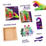 Set creativ pentru copii cu argila usoara Wood & Craft Little Worlds 21*21 Mommy Troll, Artă 3D educativă cu bază din lemn, 8 ani+ - imagine 3